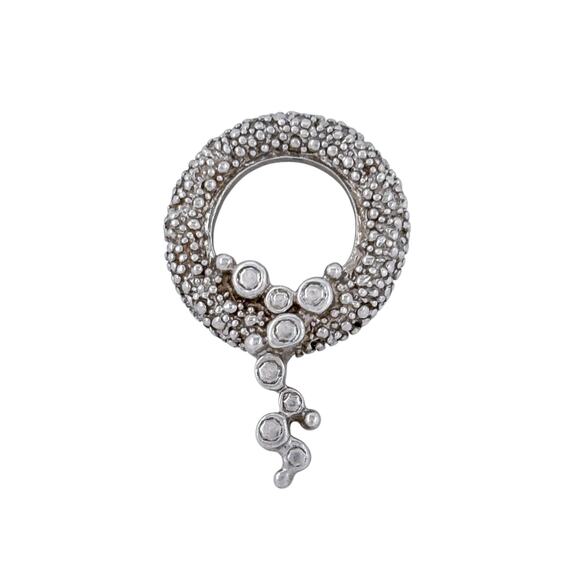 Estate Sterling Silver 925 Abstract Textured Circle Pendant - Picture 3 of 8